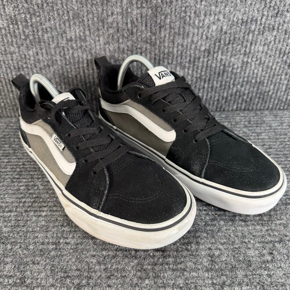 Vans Ward Low Top Shoes Men’s 8.5 Black White Suede Canvas Skate Sneakers